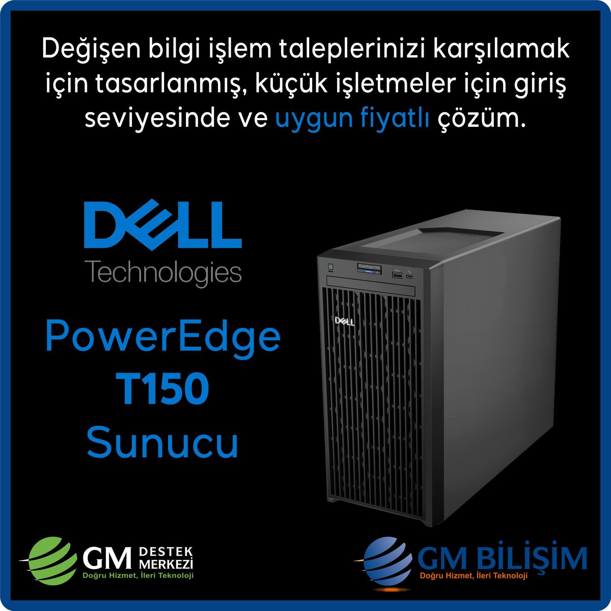 Değişen sunucu ihtiyaçlarınıza cevap verebilecek, uygun maliyetli, küçük işletmeler için tasarlanmış Dell PowerEdge T150 Sunucu... #Dell #T150 #Server #PowerEdge