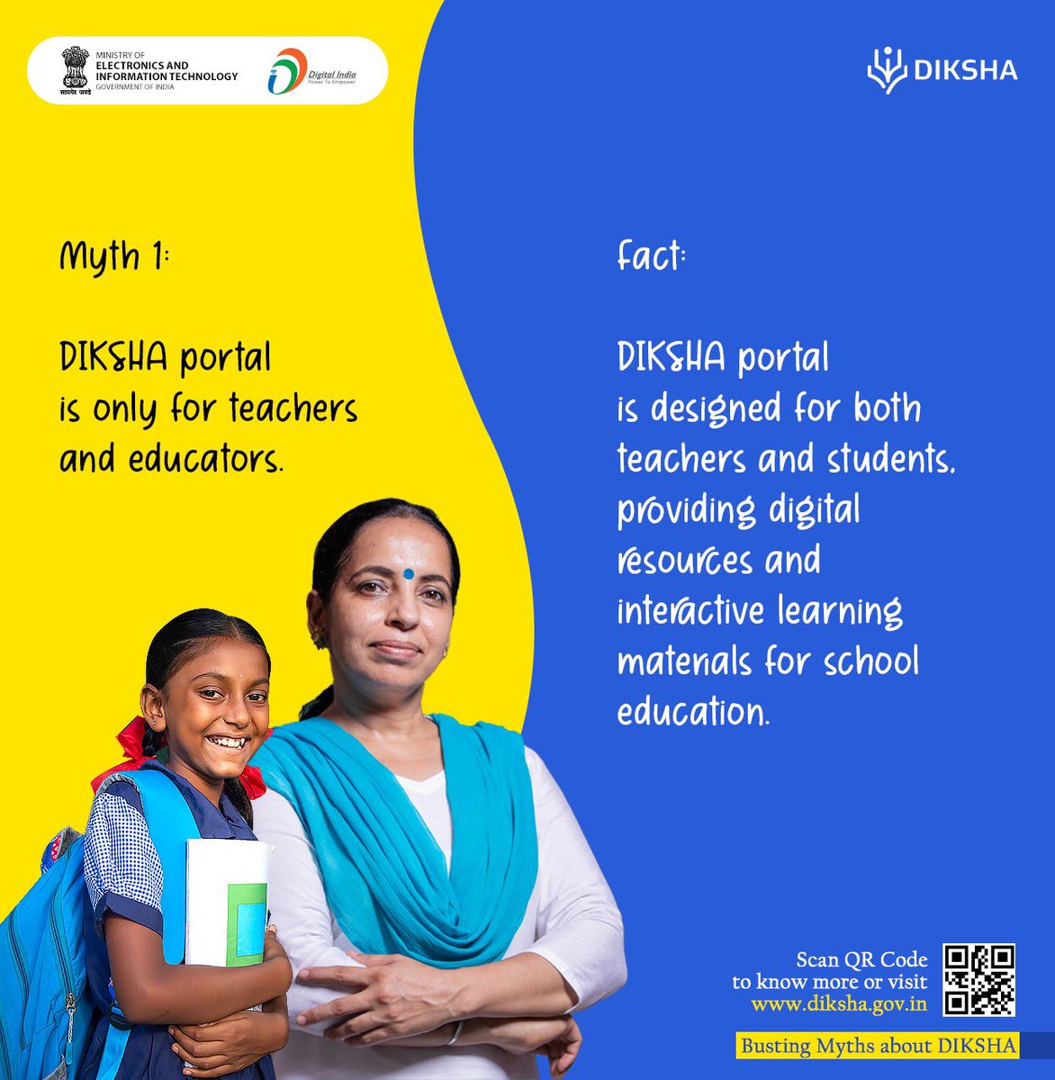 Did you know that DIKSHA portal was for both teachers and students? Explore a treasure trove of digital resources and interactive learning materials designed to enhance school education. For more info, visit: diksha.gov.in #DigitalIndia #eLearning @EduMinOfIndia