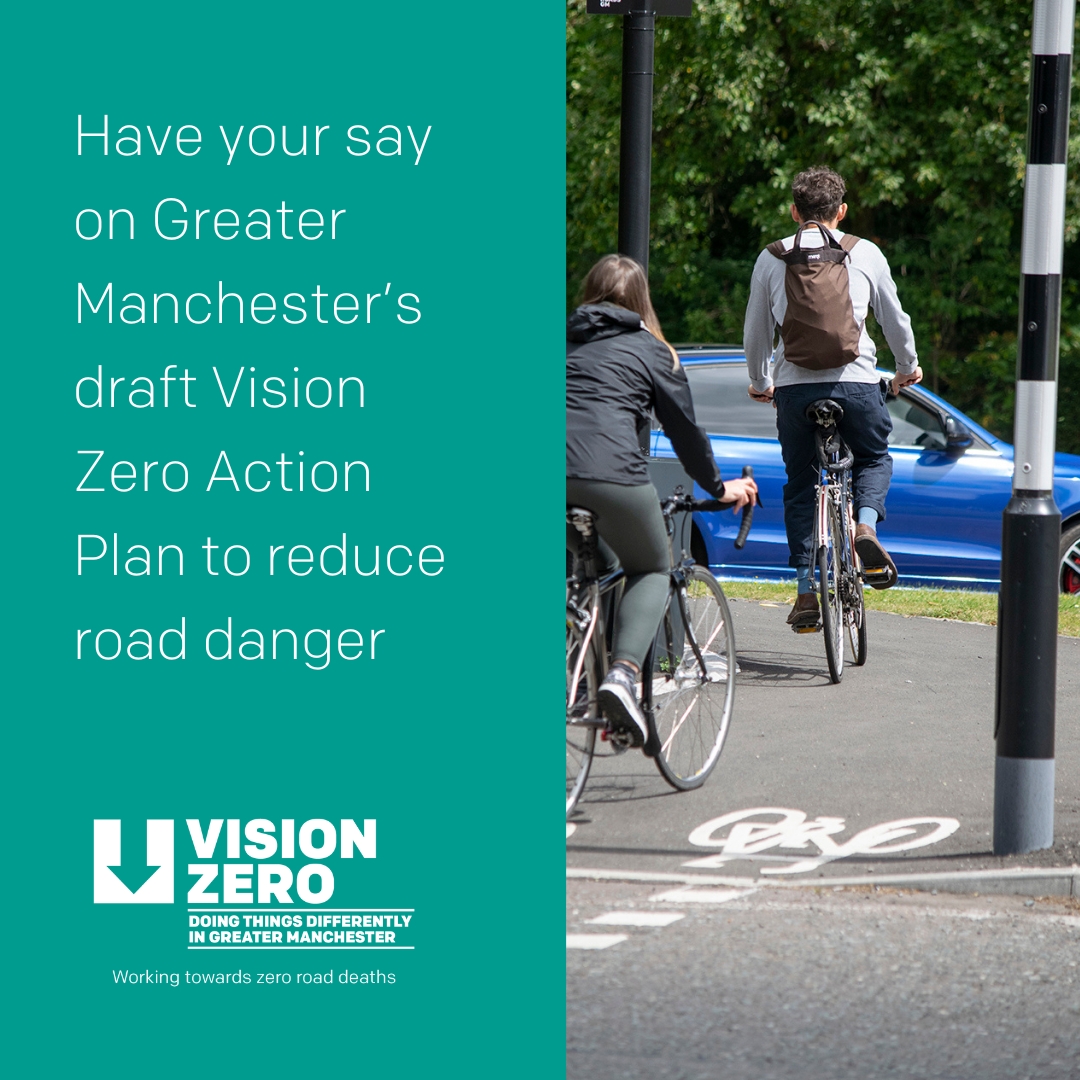 The #VisionZeroGM draft Action Plan sets out the initial actions road safety partners across Greater Manchester could take to eradicate deaths and life-changing injuries from our roads. To have your say on our approach to improving road safety 👉 gmconsult.org