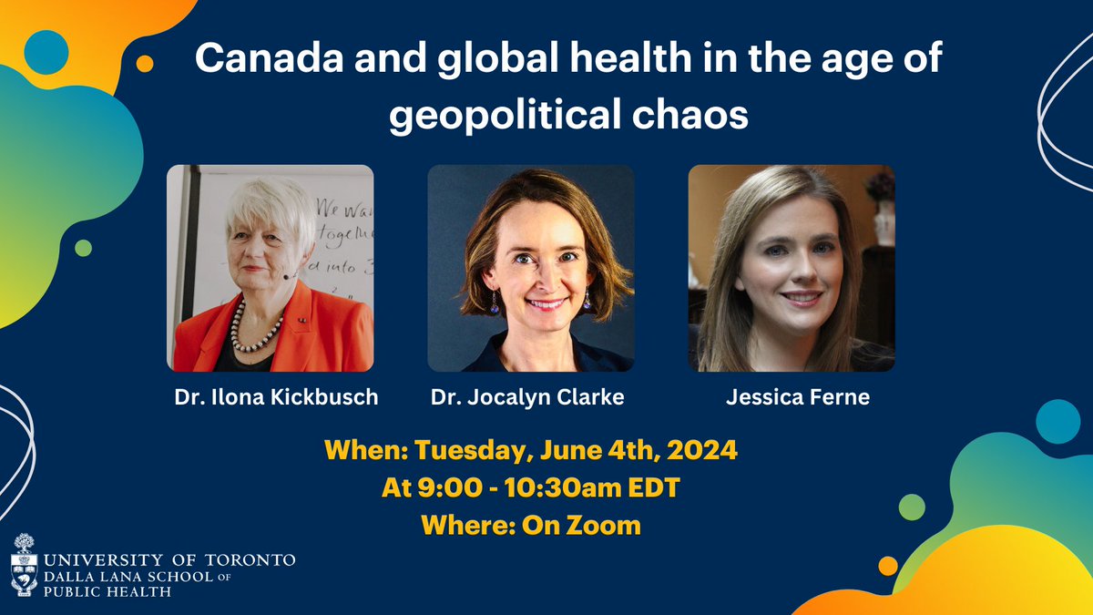 How could Canada mobilize/sustain political leadership for global health? The panelists will explore how governments, civil society, academia & Canadian public can work play a role @ed4socialchange @UofT_dlsph Learn more & register: eventbrite.ca/e/canada-and-g…