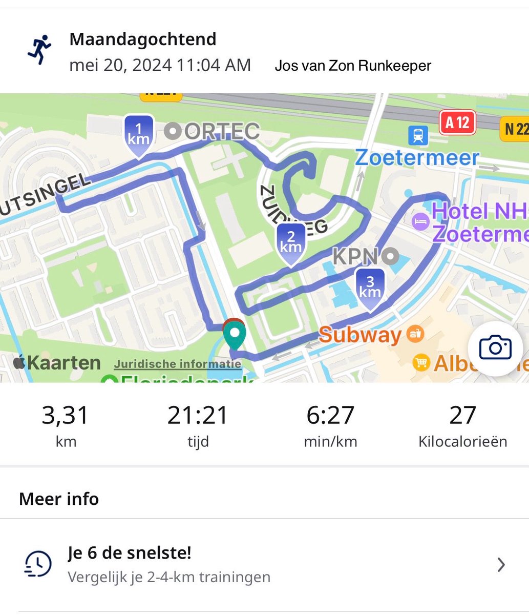 Klein rondje hardgelopen precies tussen de buien door dus droog overgekomen ☔️🏃‍♂️🏃‍♂️👟 #Runkeeper #Hardlopen ⁦@loopmaatjes⁩