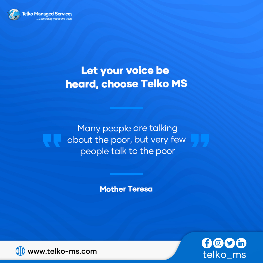Let your voice be heard, choose Telko MS …“Many people are talking about the poor, but very few people talk to the poor.” Mother Teresa

#Telkoms #Telecommunication #communication #Telecoms #ServiceProviders #internet #Tapswap Banex Iran Helicopter