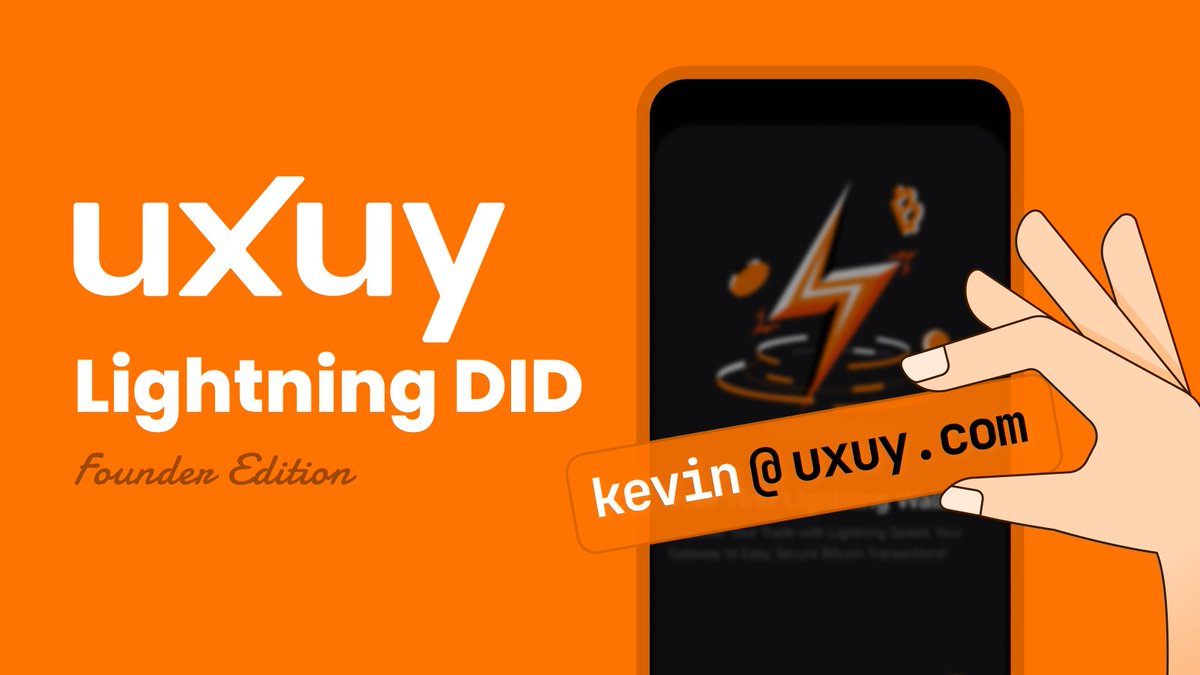 🚀 UXUY Lightning DID (Founder Edition) is here! Over 1,000 loyal UXUY users are receiving rare 5+ character DID airdrops! 🥳 This founder edition Lightning ⚡️ address service offers identity verification on the Bitcoin Lightning Network. #UXUY #Bitcoin #Airdrop #Lightning