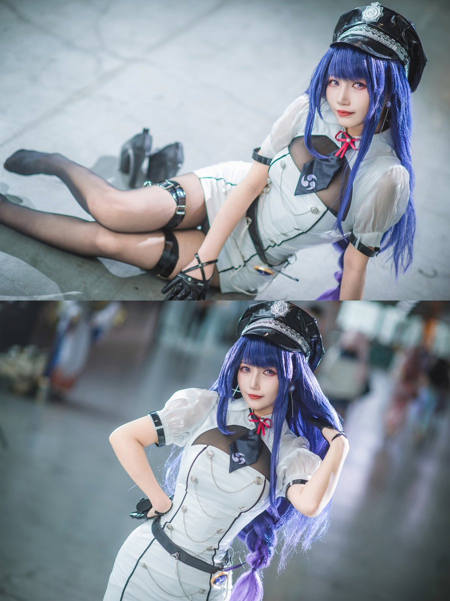 ssf91ss's tweet image. 原神雷电将军女警
出镜：兔哥

#原神 #雷电将军 #cosplay #黑丝 #美腿 #女警 #黑丝美腿