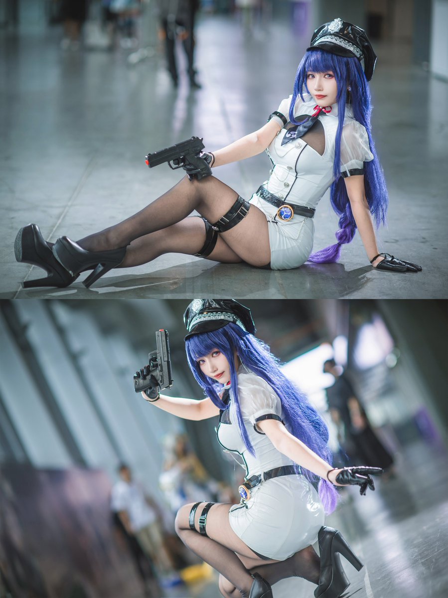 ssf91ss's tweet image. 原神雷电将军女警
出镜：兔哥

#原神 #雷电将军 #cosplay #黑丝 #美腿 #女警 #黑丝美腿