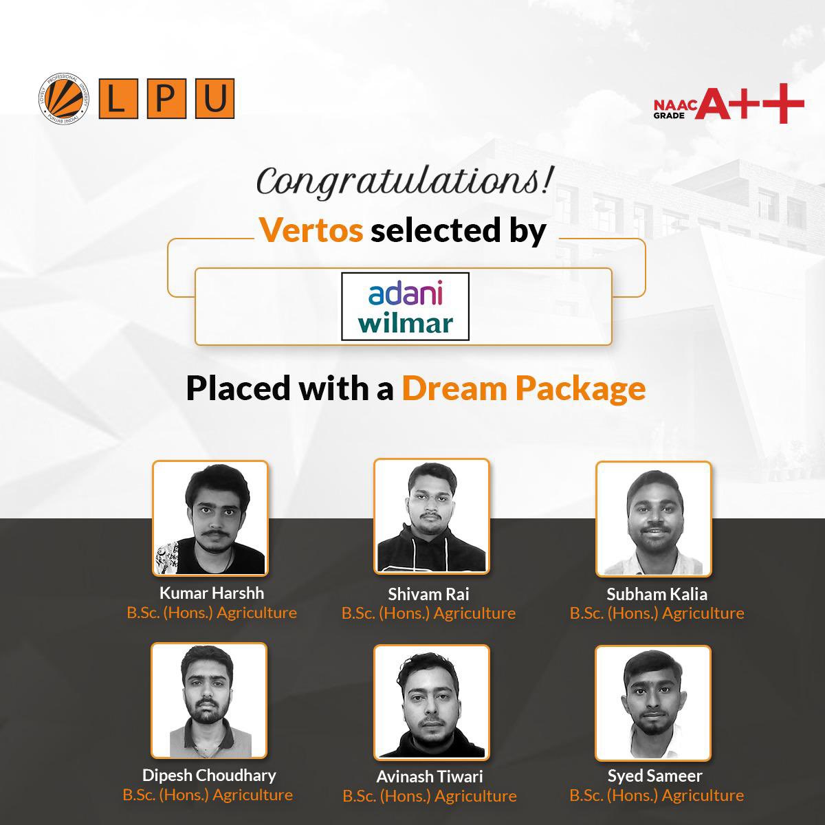 Leading India to new heights! Congratulations to our #ProudVertos for starting a transformative career with a Dream Package at Adani Wilmar, one of India's leading multinational conglomerates!