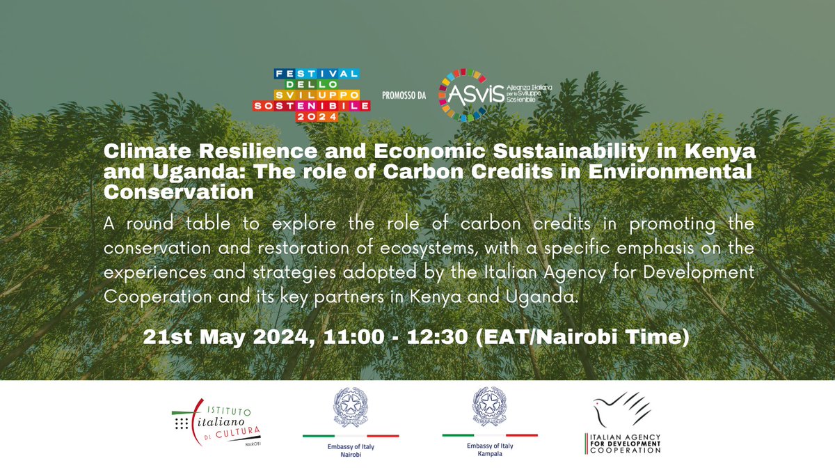 ‼️24 hours to the roundtable 'Climate Resilience and Economic Sustainability in Kenya and Uganda: The Role of Carbon Credits in Environmental Conservation' 🌿🌳🍃 🗓️21/05/2024, 11:00 - 12:30 EAT (Nairobi time) 👉Register here: rb.gy/c3pzb6