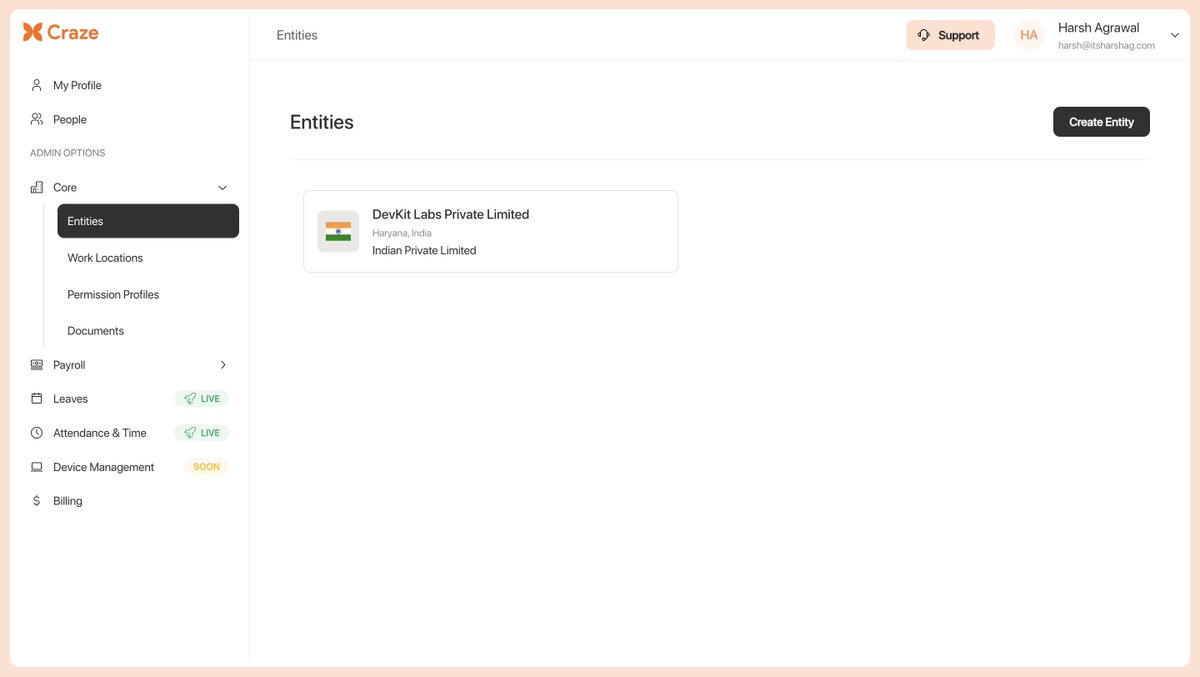 itsharshag's tweet image. Huge shoutout to @Craze_HQ 🥳

They have built a super slick easy to understand platform to process payroll.

The setup process took less than 5 minutes and I was able to easily understand the different features and add my team members.

Special thanks to @kabirnagral for…