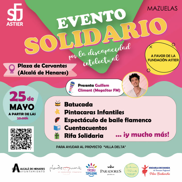 25 de #mayo en la Plaza de Cervantes de Alcalá de Henares
A favor de la Fundación Astier. ¡Te esperamos!
<a href="/AytoAlcalaH/">Ayuntamiento de Alcalá de Henares</a>