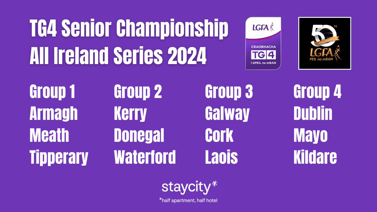 *TG4 Senior Championship 2024* The championships groups for the All Ireland series are now confirmed. Dublin are in pool 4 alongside Connacht runners up Mayo & Kildare who were the 3rd placed team in Leinster. Fixtures will take place on the June 8/9th, June 15th & June 23rd.