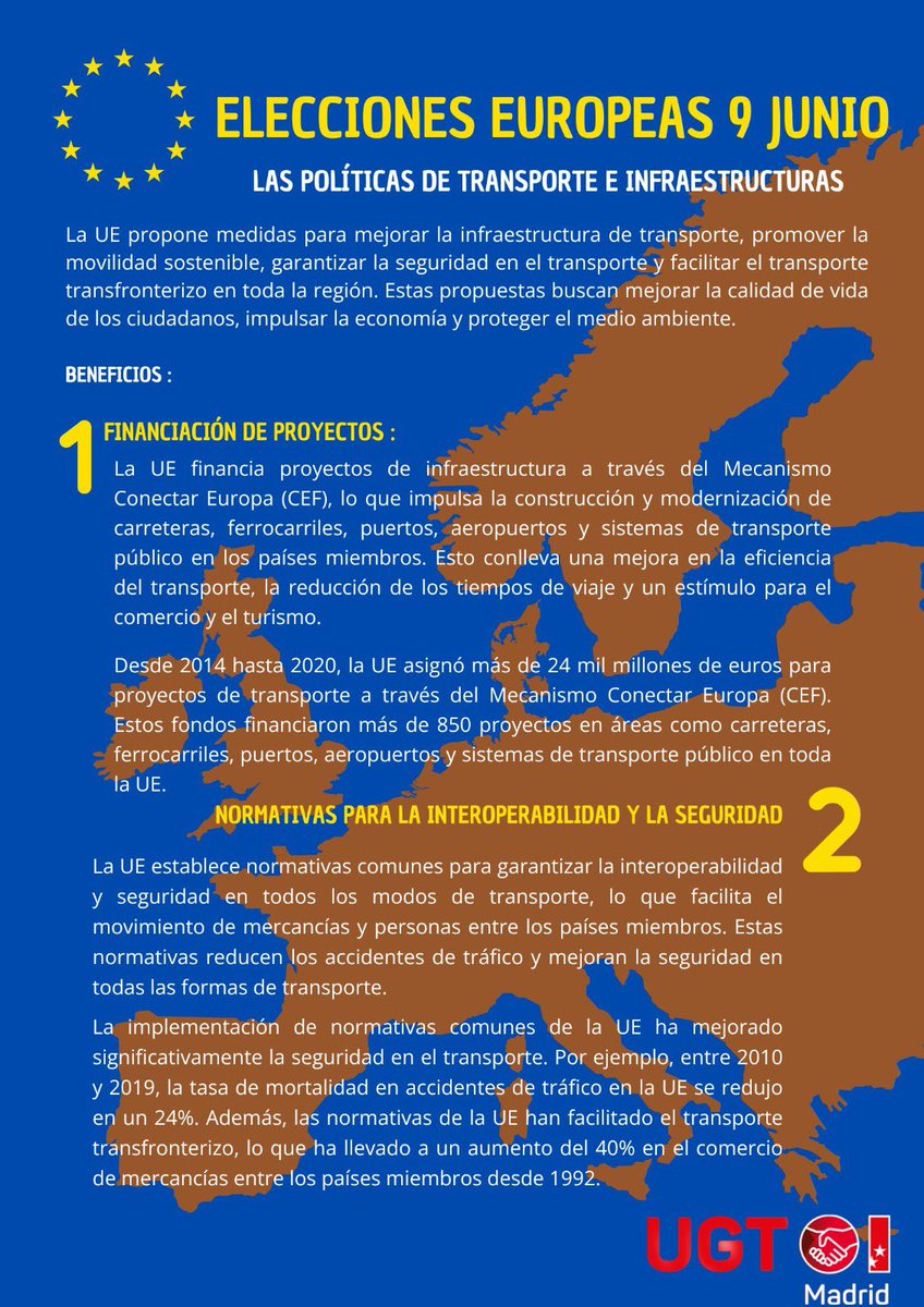 UGTMadrid's tweet photo. 🔵 Campaña @UGTMadrid  

🇪🇺Elecciones Europeas 

🗓️9 de Junio.

🗳️Participa!!

Políticas de transporte e infraestructuras https://t.co/VV5QQBjoL0
