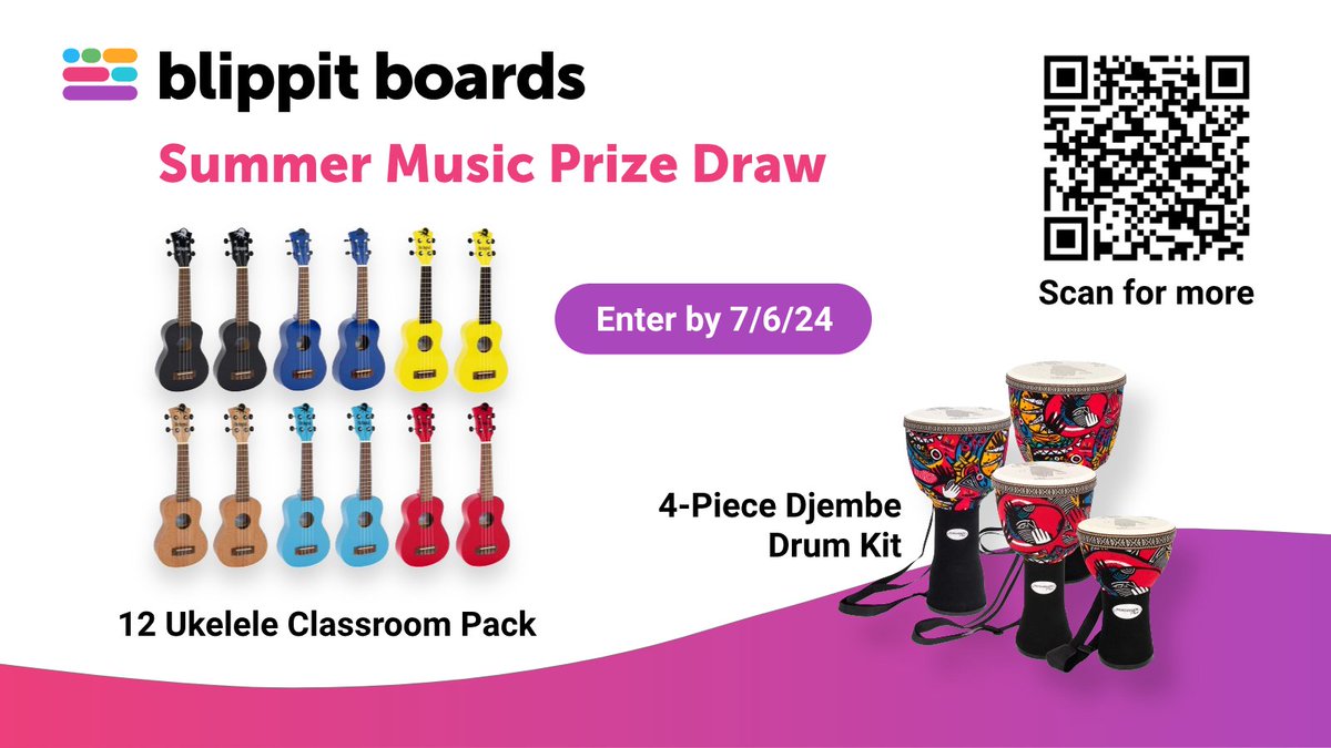 Register for a free trial of Blippit® Boards at blippitboards.com between 20th May and 7th June 2024 to automatically enter the Blippit Summer Prize Draw free!🎸🥁🪇🎹

Entry rules are below. GOOD LUCK!🤞
 
blog.blippit.co.uk/blippit-terms-…

#schools #academies #musiccurriculum #slt