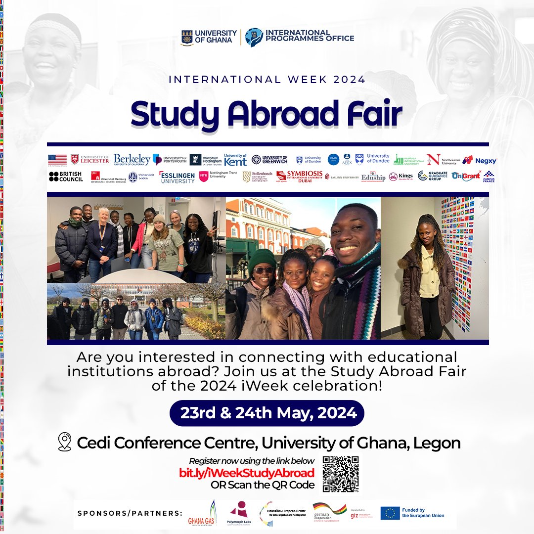 CampusFranceGH's tweet image. #CampusFranceGhana will be at the #iWeek Celebration 2024 on May 23rd &amp;amp; 24th, held at the Cedi Conference Centre, University of Ghana, #Legon. Join us to discover everything you need to know about studying in France. Don't miss this opportunity!

#iWeek2024  #Studyabroadfair