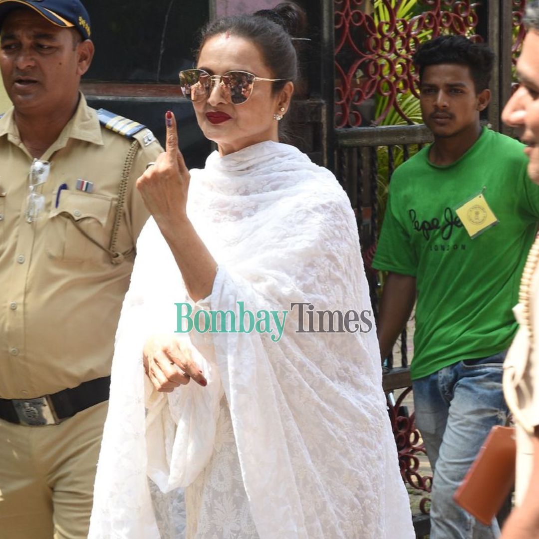 #loksabhaelection2024: #Rekha spotted after casting her vote in #Mumbai