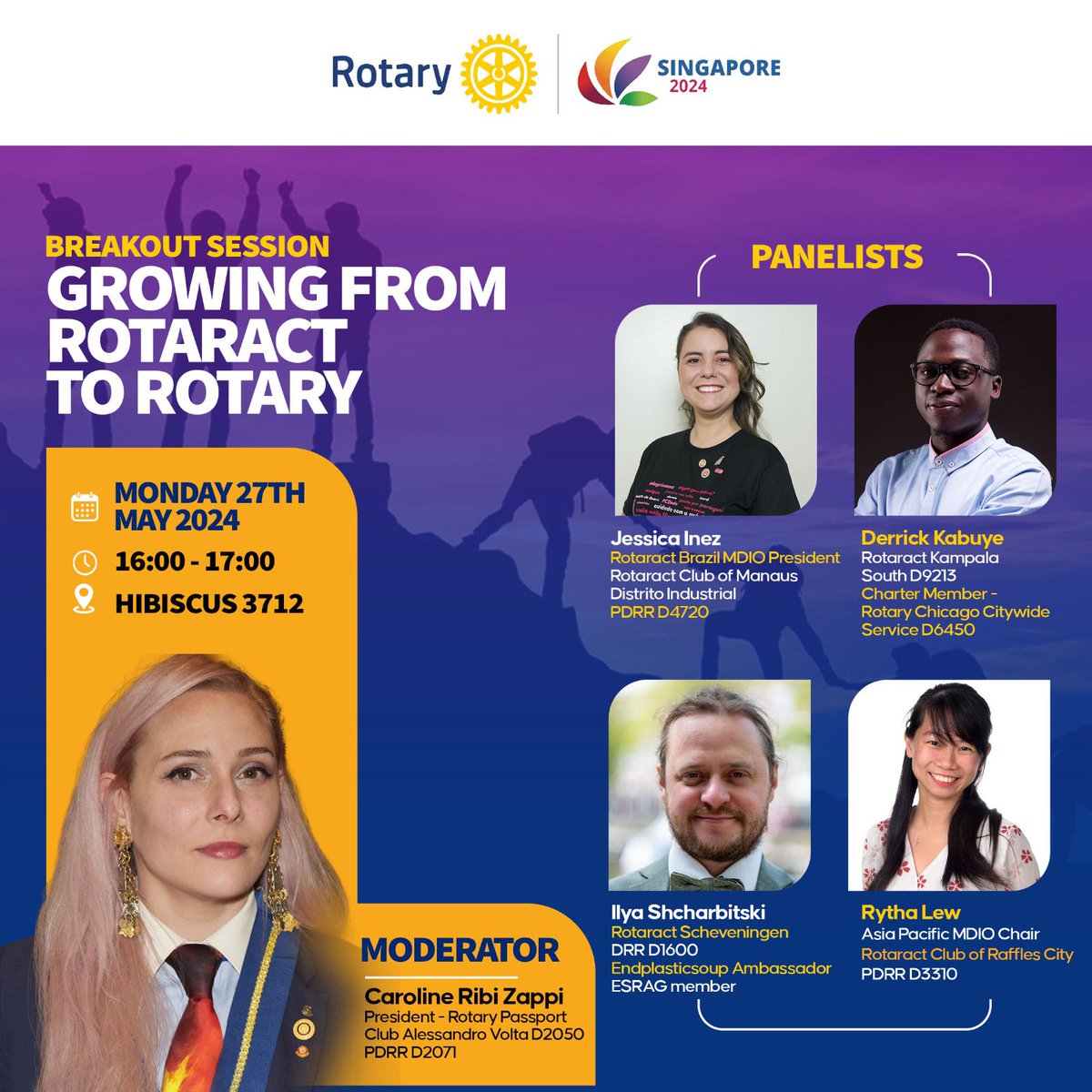 I’m excited to share that I’ll be speaking at the @Rotary International Convention in Singapore!
We will be talking about journeys of transition from Rotaract to Rotary, dual membership, sharing sucess stories, challenges, and the lessons we have learned along the way.
#Rotary24