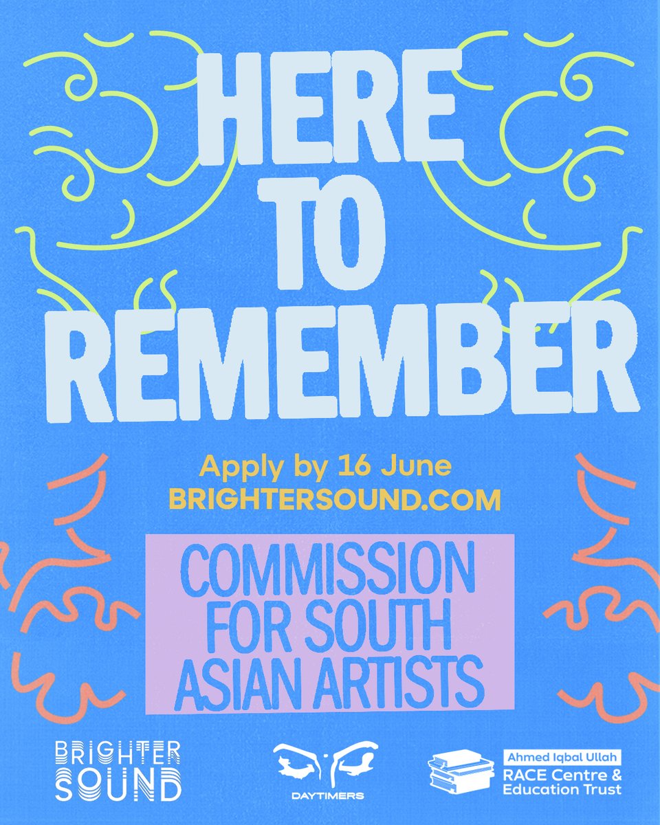 Here to Remember commission returns 🚨 Teaming up with @daytimers_uk, this time round we're looking for South Asian and South Asian mixed heritage artists to take part 🔗 brightersound.com/get-involved/h… 1/3
