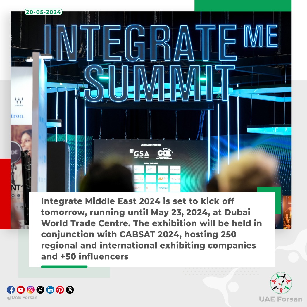 Integrate Middle East 2024 is set to kick off tomorrow, running until May 23, 2024, at Dubai World Trade Centre #UAE #Dubai #DubaiWorldTradeCentre #CABSAT2024 #CABSAT #IntegrateME @CABSATofficial @DWTCOfficial @Integrate_MEast