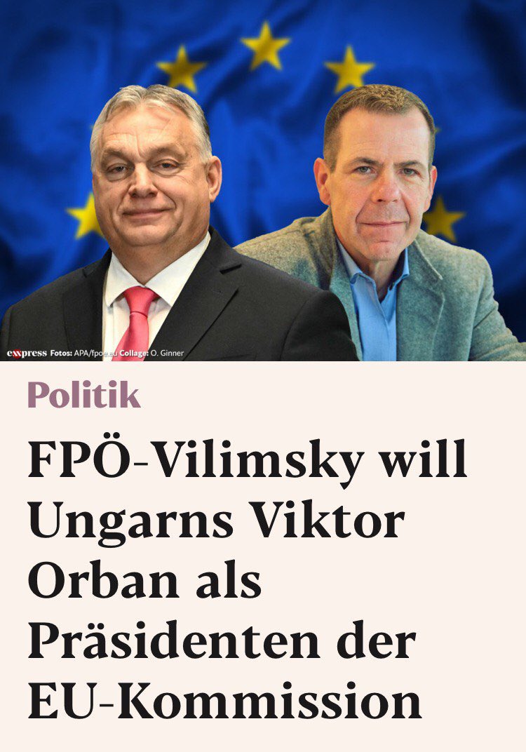 Die #FPÖ wünscht sich den ungarischen Ministerpräsidenten Viktor Orban als EU-Kommissionspräsidenten. “Ich glaube, dass er Europa gut täte. Er ist die Antithese zu dem ganzen EU-Establishment”, sagte der FPÖ-EU-Spitzenkandidat Harald Vilimsky im Interview mit der