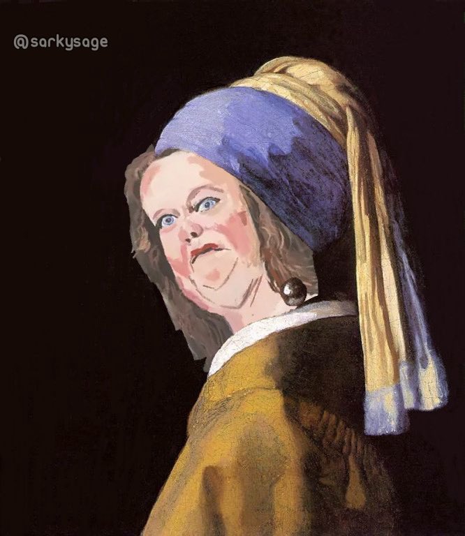 Ok I’ve been a bit busy so I’m a bit late to this, but here are my versions of some of the most famous paintings of all time. I’ve named them: “Gina Playing Poker” “Mona Rinehart” “Whistler’s Gina” “Gina With a Pearl Earring”