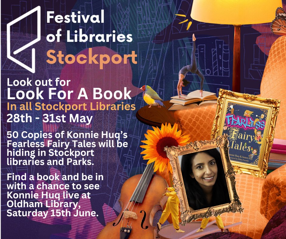 <b>Look for a book launches next week!</b> We'll be hiding 50 copies of Konnie Huq’s “Fearless Fairy Tales”. Lucky enough to find a copy? Visit your library to enter the prize draw for a chance to see Konnie Huq live Saturday the 15th June. #FestivalOfLibraries @McrCityofLit