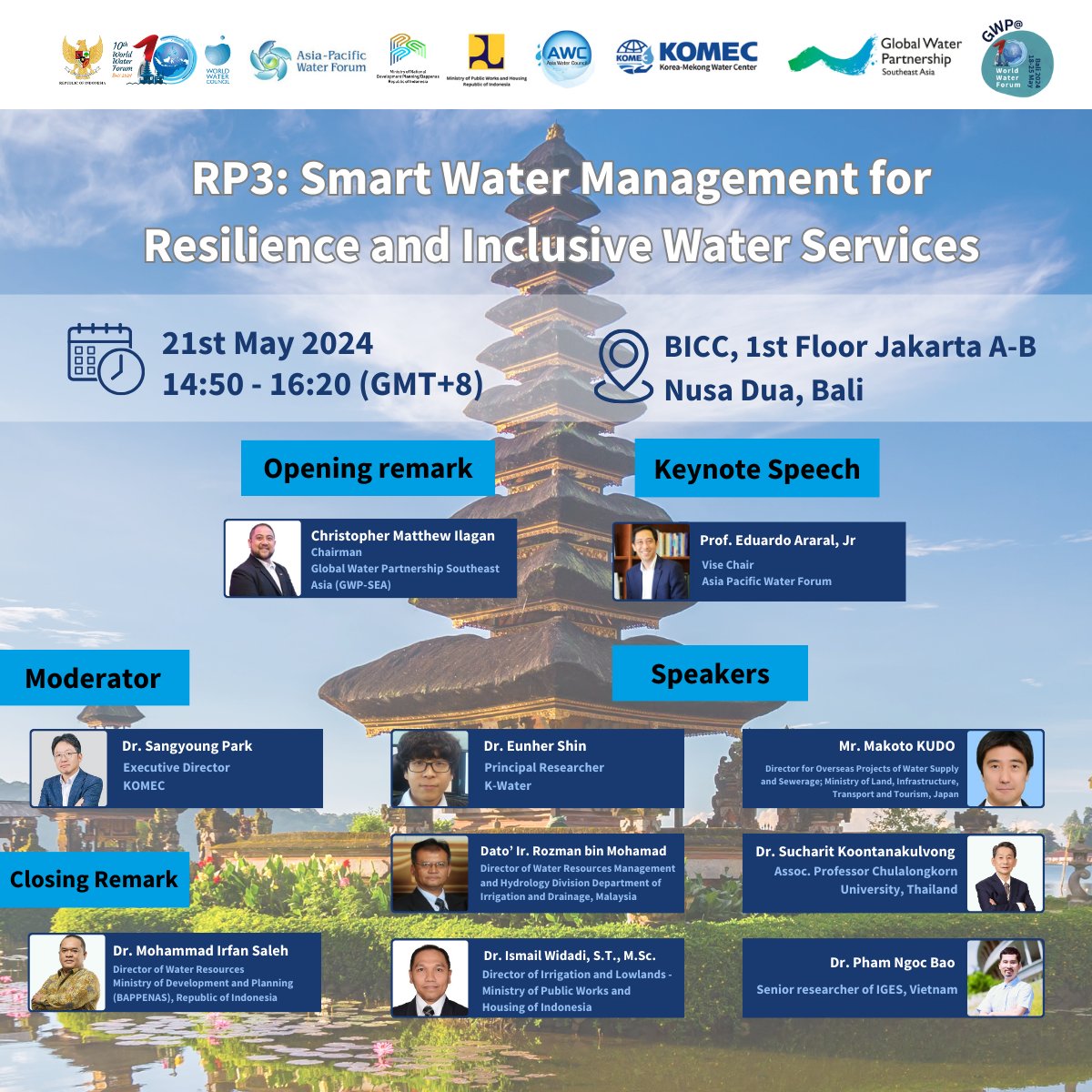 Join us at the 10th World Water Forum for an enlightening session on Smart Water Management! Learn from experienced speakers as they share exemplary practices in navigating water challenges. #WorldWaterForum #WaterforSharedProsperity #SmartWaterManagement