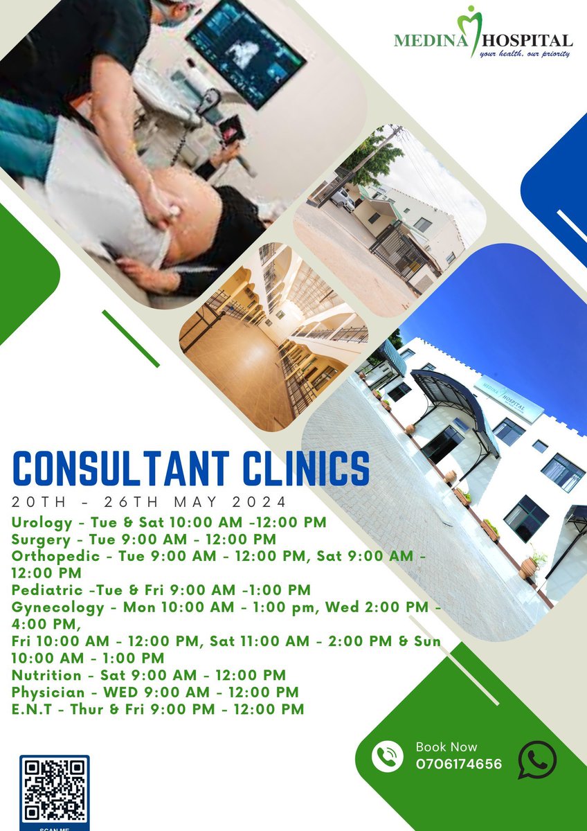 Consultant clinics are scheduled for the week of 20th - 26th May 2024. #WeCare