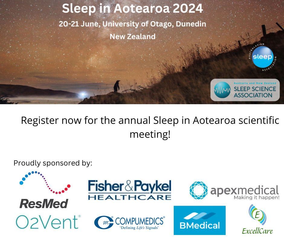 SleepOrgANZ's tweet photo. 1 month to go! Don't miss out on catching up with your local colleagues at the annual Sleep in Aotearoa scientific meeting, register now. 

Register: https://t.co/SXjcYUbQhm https://t.co/26rLm8y9d7