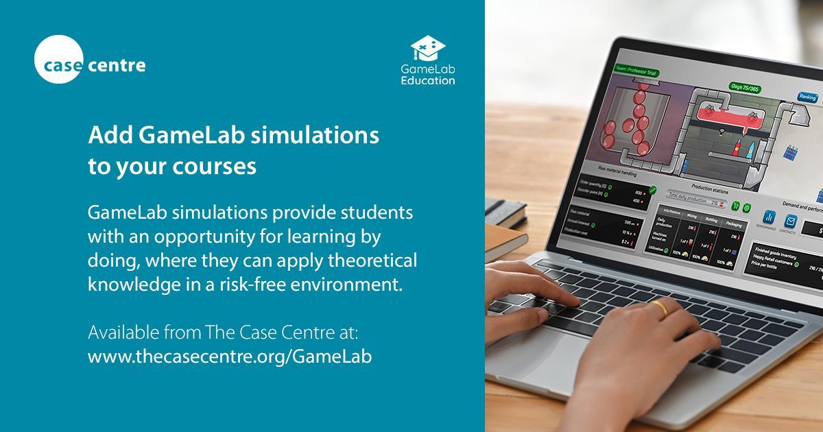 Looking to increase your student engagement in #casemethod classes? We're pleased to announce that we have partnered with GameLab to host their #simulations, where students can apply theoretical knowledge in a risk-free environment. 🎮 DISCOVER MORE 👉 thecasecentre.org/GameLab