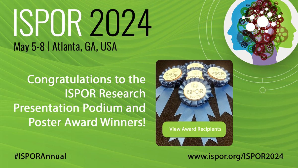 We are pleased to announce the recipients of the Research Presentation Podium and Poster Awards for #ISPORAnnual.! Evaluations were based on quality of research study & quality of presentation. Click for details on the awards & this year’s recipients >> ow.ly/s8F150RG7sH