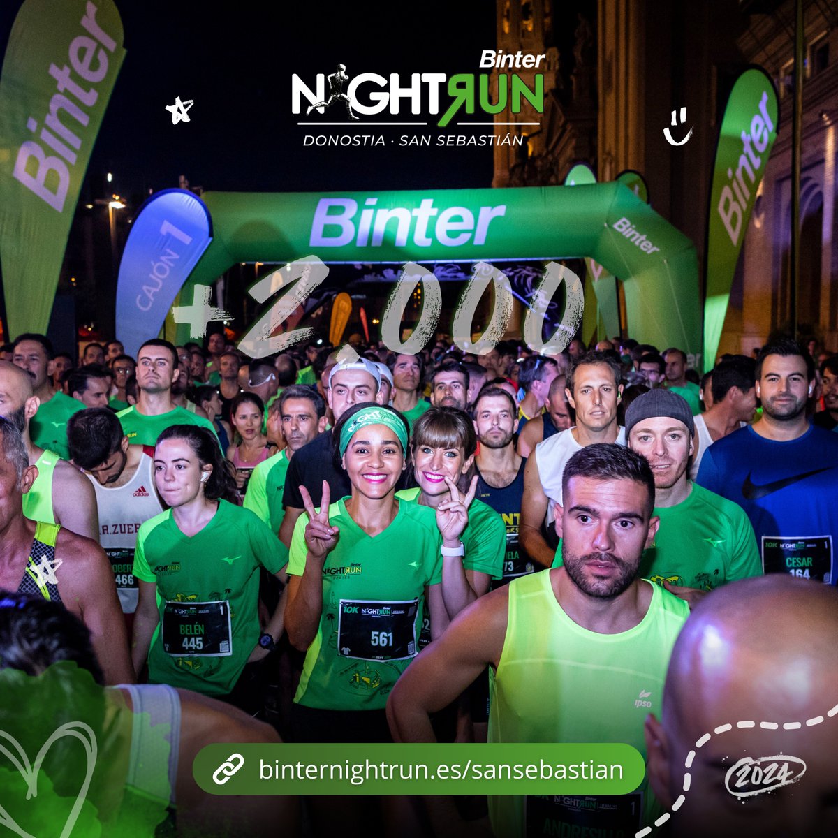 💚 ¡Somos +2000 runners en la BNR Donostia - San Sebastián! 😱😳 Queremos que esta 1ª edición sea espectacular. Estamos muy agradecidos por la increíble aceptación del público de Donostia. Ampliaremos inscripciones hasta el 23 de mayo binternightrun.es/sansebastian