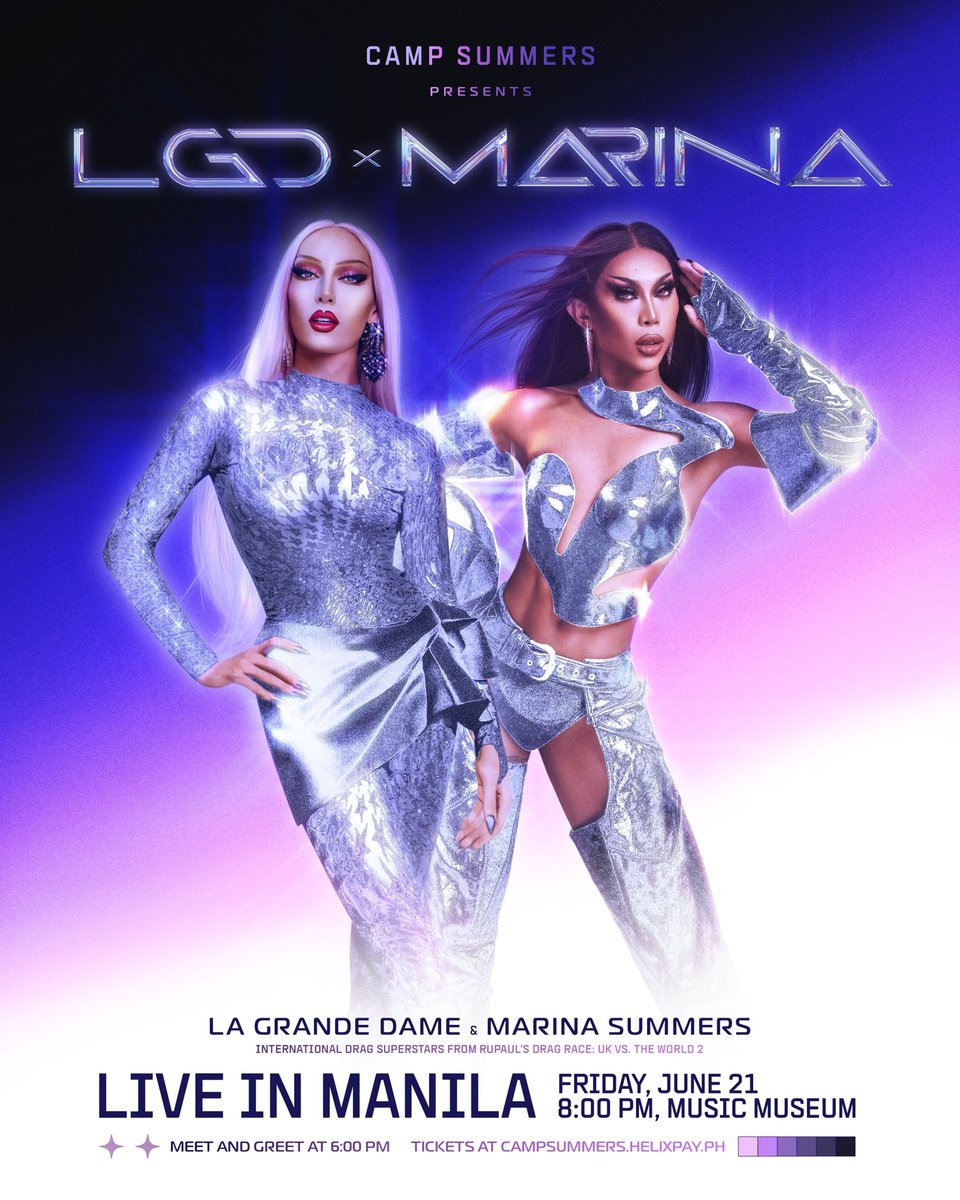 [TICKETS NOW ON SALE] MANILA! @LaGrandeDameOui and I are serving you one night you’ll never forget! 🇵🇭🇫🇷 Happening on Friday, June 21 at the Music Museum at 8 PM featuring sickening performances and an audience Q&A for all the scoop and piping hot tea! ☕️ Tickets are now