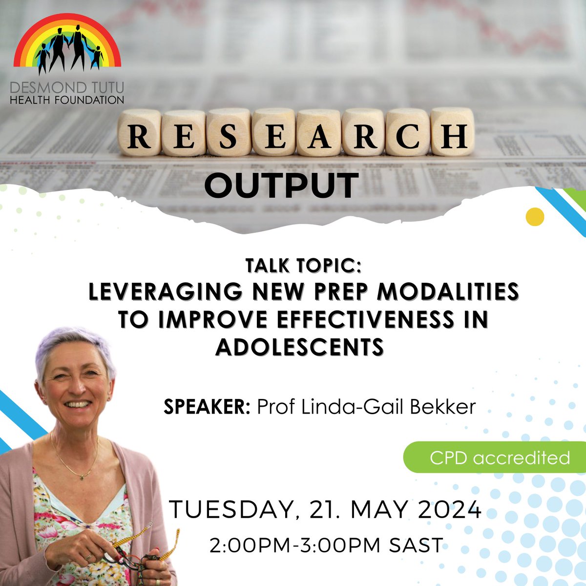 You are invited to a Zoom webinar. When: May 21, 2024 02:00 PM - 3:00PM SAST TALK TOPIC: LEVERAGING NEW PREP MODALITIES TO IMPROVE EFFECTIVENESS IN ADOLESCENTS SPEAKER: Prof @LindaGailBekker Please use the link below to join the webinar: us02web.zoom.us/j/88224279405