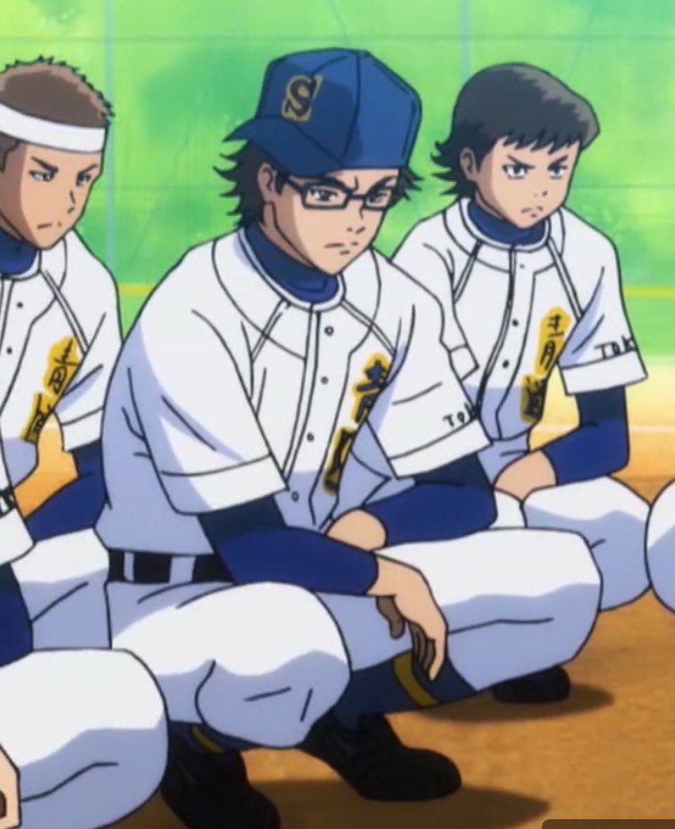 pokuyaki's tweet photo. could u imagine how funny it would be if Miyuki actually continued to wear this hat til he was a third year https://t.co/ygtT04aQe5