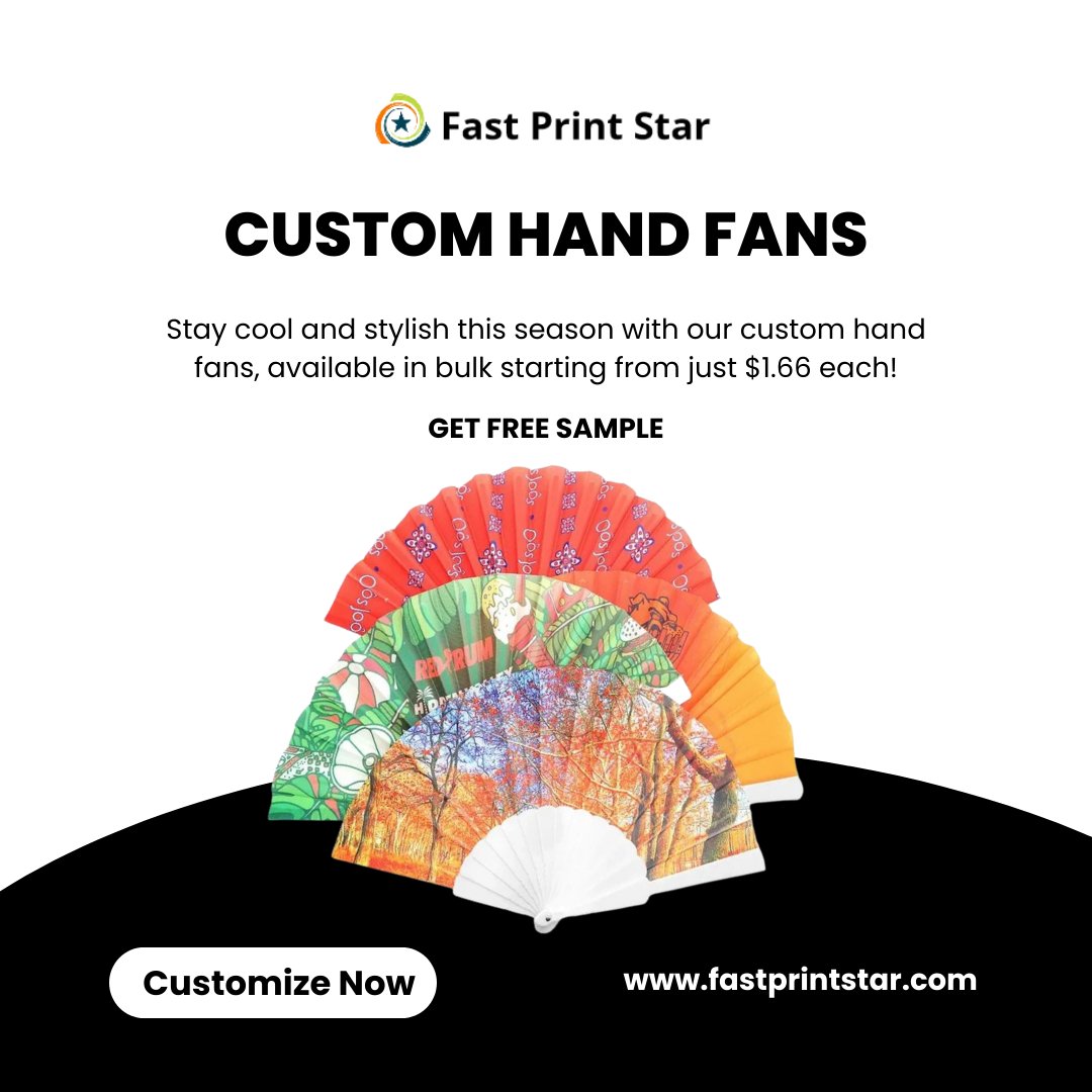 FastPrintS566's tweet image. Stay cool and make a statement this summer with our custom hand fans! Perfect for beating the heat while showcasing your brand. Bulk pricing starting from $1.66 each! Get a free sample and customize yours today at fastprintstar.com.
#customhandfans #fastprintstar