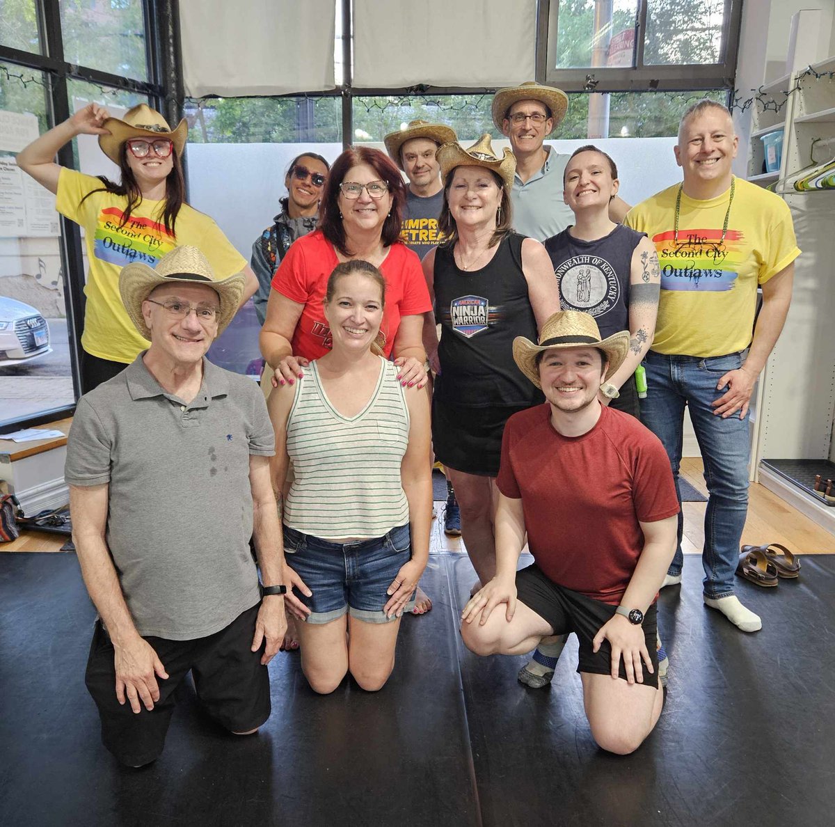 2ndCityOutlaws's tweet photo. We're having so much fun at practice getting ready for performances: June 8 @avillechamber #Midsommarfest June 30 @ChiPrideParade #ChicagoPrideParade July 14 @ChiLoopAlliance #SundaysOnState #GayCowboys #LineDance #YallMeansAll #LGBTQIA #Inclusive #AllAreWelcome #SocialDancing https://t.co/ptUtED7ipm