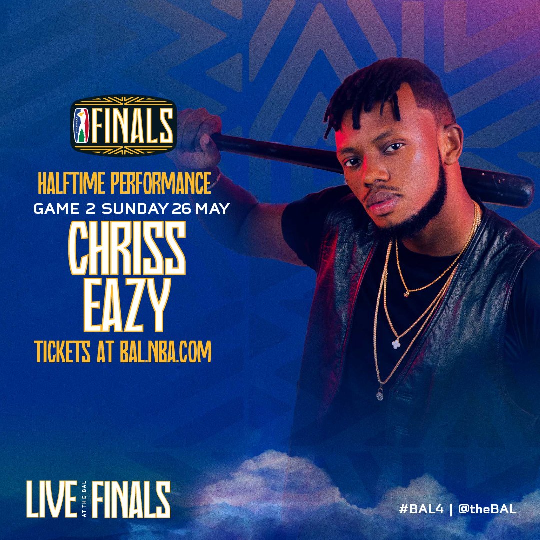 🔥 Catch Chriss Eazy’s explosive halftime performance this Sunday at the BAL Finals. It’s more than a game—it’s a celebration! Tickets at BAL.nba.com! #BAL4