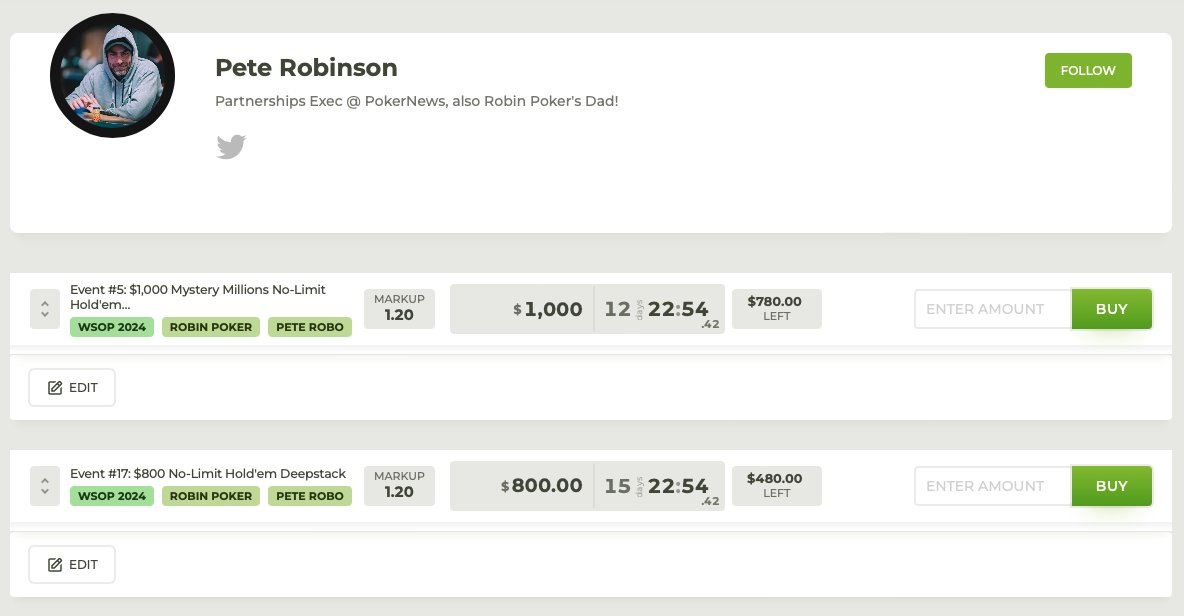 pete_robo's tweet image. Selling some action for the two events I will be playing on my week off at @WSOP 🥰 👇

stakekings.com/player/PeteRob…

WSOP Profile:
wsop.com/players/profil…

If you fancy a sweat get on it! and RT to show some ❤️