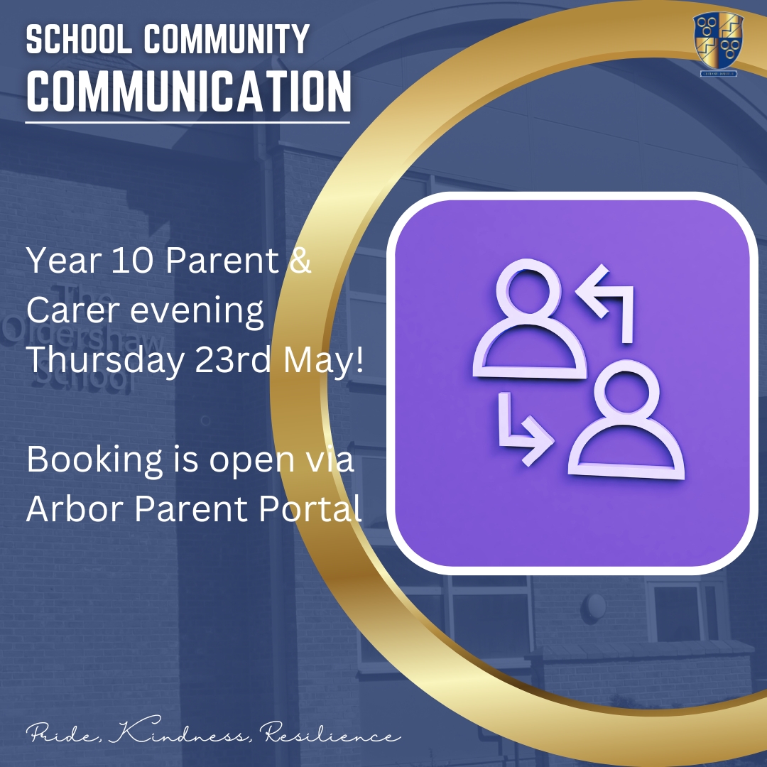 Reminder, our Y10 Parent & Carer evening is this Thursday. Booking open via Arbor Parent Portal.