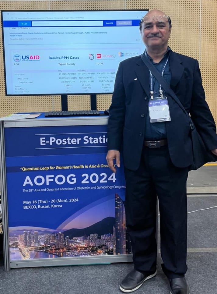 IPEGlobal's tweet photo. Dr. harish kumar, Project Director of #SAMVEG, shared invaluable insights and lessons learned from SAMVEG’s pioneering efforts in implementing “an innovative heat-stable carbetocin model through a public-private partnership in India” at the 28th AOFOG Congress in Busan, Korea. https://t.co/1FSiprWlLA