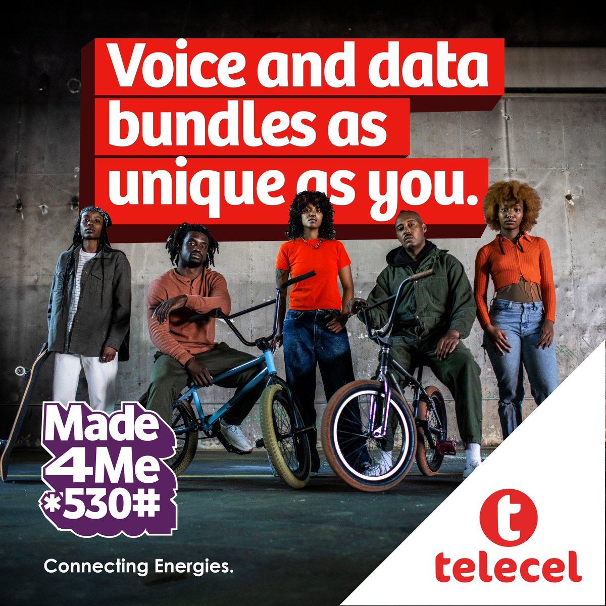 As unique as you are, our voice and data bundles are tailored just for you. Dial *530# or visit Telecel Play to purchase. #Telecel #ConnectingEnergies #Made4me