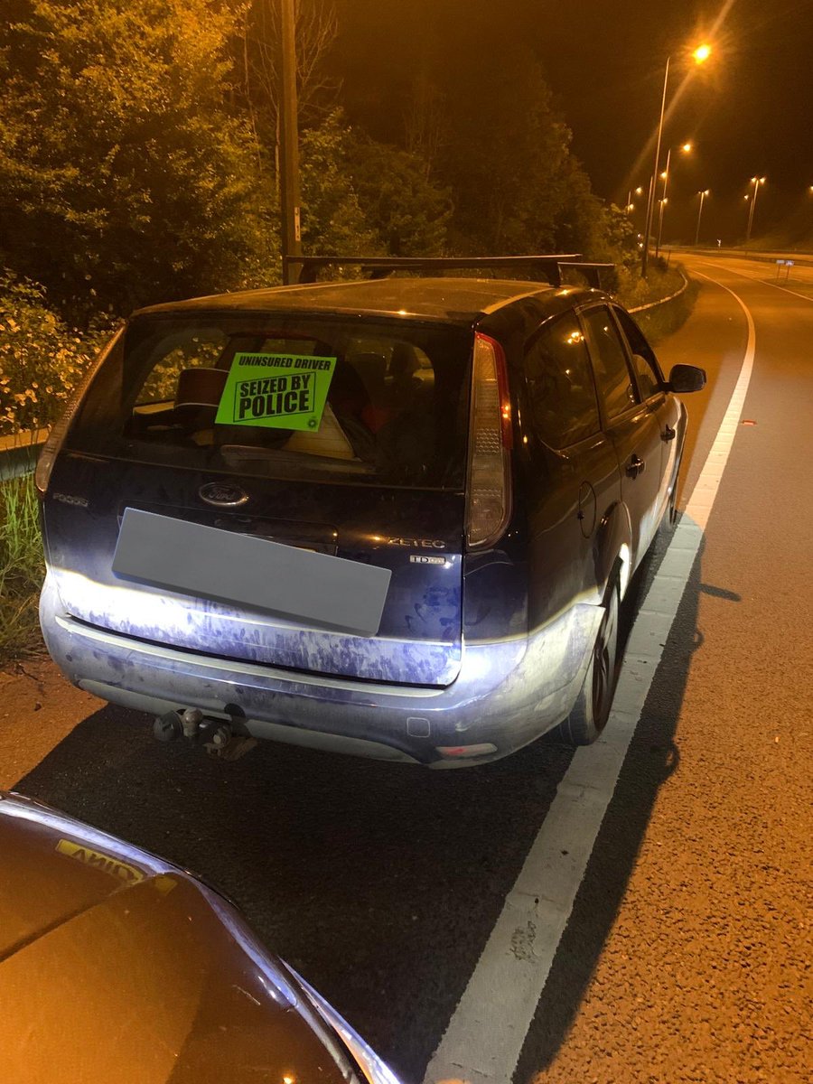 RP61 @Northants_RPT Intel received showed this vehicle had no insurance and the driver uses drugs. Driver stopped on the A43, a strong smell of cannabis from the car. ✅ Driver Drug wiped ❌ Positive Result. ❌ No Insurance ✅ Arrested ✅ Seized Keeping Roads Safe