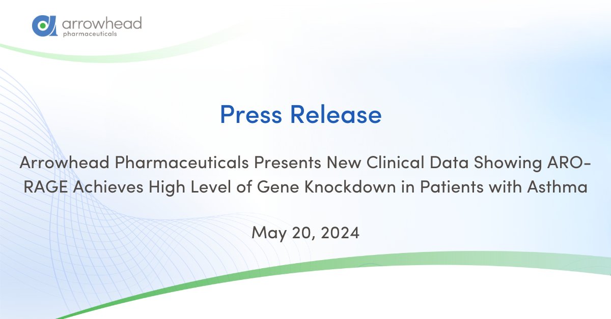 ArrowheadPharma's tweet photo. We presented clinical data demonstrating high levels of gene-knockdown with ARO-RAGE at the @atscommunity 2024 International Conference. Learn more: https://t.co/lKqOYad5pP and check out the posters https://t.co/2gbg7z7o2W $ARWR #ATS202 https://t.co/WbYsBNKWMG