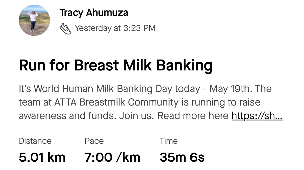 May 19th is World Human Milk Banking Day @CatrionaWaitt @KBurgoine + everyone at @ATTABreastmilk agreed on a run/walk to raise awareness and funds for ATTA and @Born_onthe_edge. You have till our 3rd birthday in July.

Join us?

Click ➡️ shorturl.at/cgnPZ