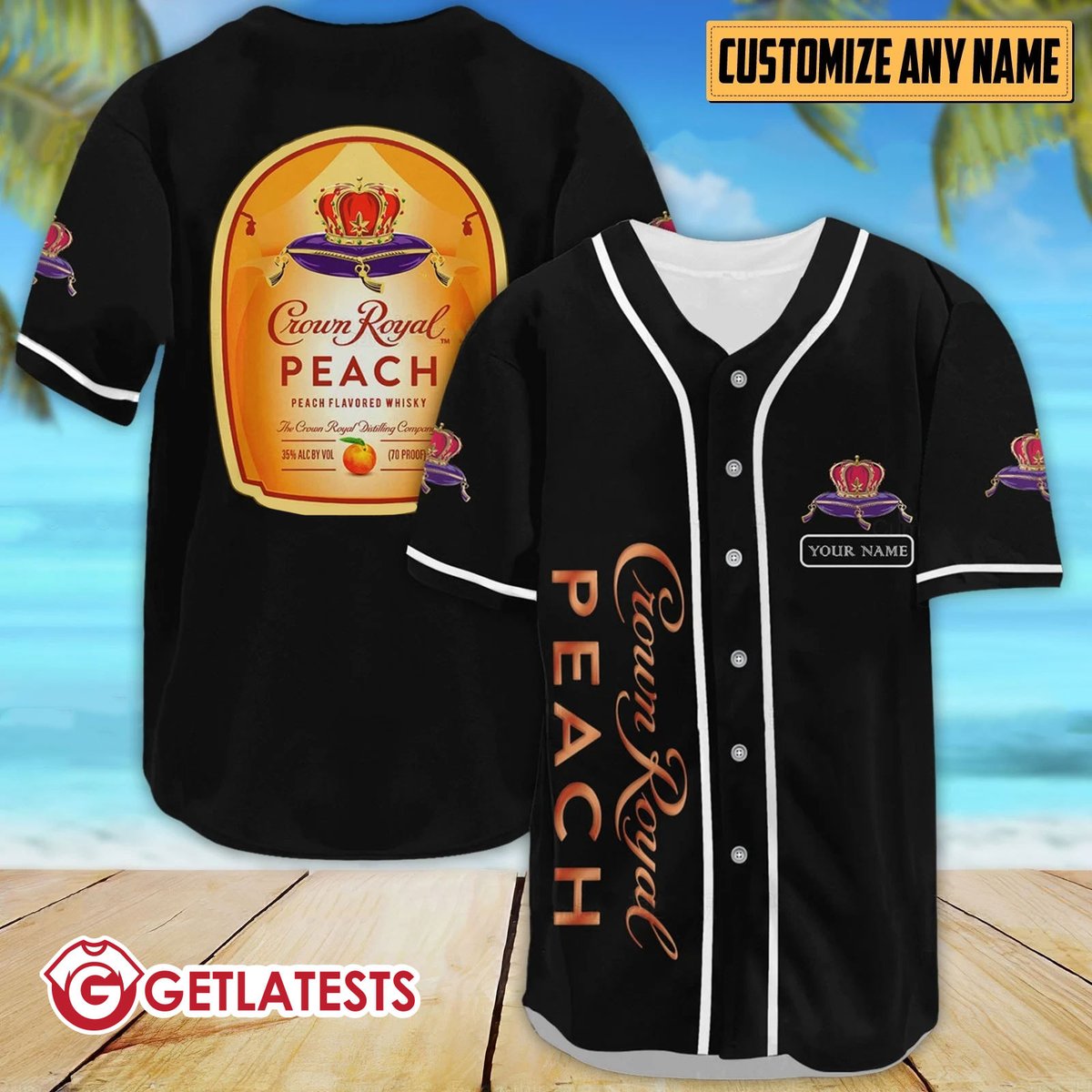 Crown Royal Peach Custom Name Baseball Jersey #CrownRoyal #Getlatests getlatests.com/product/crown-…