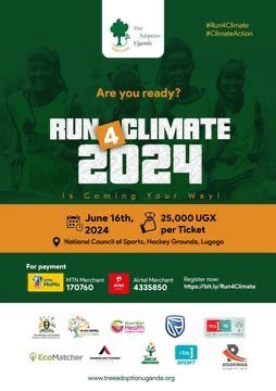 Seize the opportunity to join #Run4Climate Register today and participate in the race for a greener tomorrow. Sign up now for just 25,000 UGX.