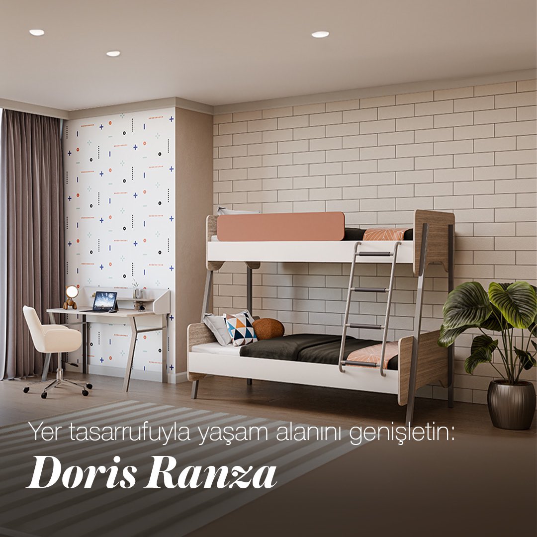 Dikey yapısıyla az yer kaplayan ranzalar alan tasarrufu sağlayarak geniş bir oda sunuyor. 🤎 Doris Genç Odasını şimdi Doğtaş’ta keşfedin! #GençOdası #Doğtaş #EvimdeDoğtaşZevki