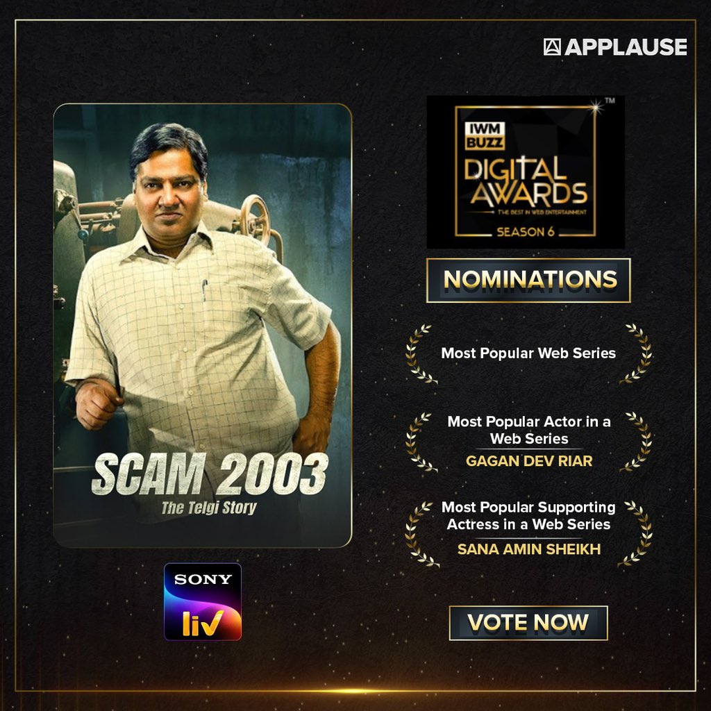 Vote to make Scam 2003: The Telgi Story a winner! 🏆✨ Thrilled to announce that SCAM 2003 has been nominated for several categories at the IWM Buzz Digital Awards 2024. Vote Now: iwmdigitalawards.com/user?dest_url=… #Scam2003 #TheTelgiStory #IWMBuzz #IWMBuzzDigitalAwards2024