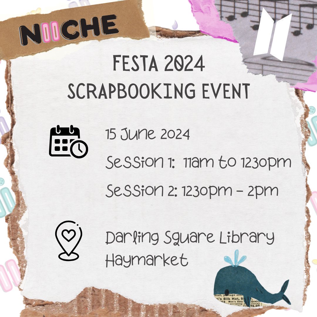 NiiCHEAU's tweet photo. Mark your calendar! Bring your ARMY spirit!
We canโt wait to see you there! ๐
#bts #BTSFesta #BTSARMY #btsaustralia #ScrapbookingEvent #CupsleeveEvent #CelebrateBTS #btsevents #kpopevents #kpopaustralia #artistsmarket #sydney #australia https://t.co/J81wBN6uuu