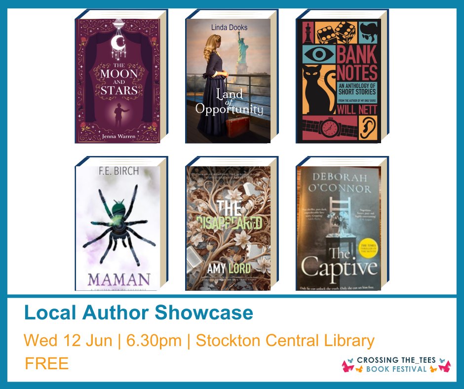 CrossingtheTees's tweet photo. Meet six inspiring Tees Valley authors as they introduce themselves and their books!

🗓️ Wed 12 Jun | 6.30pm | Stockton Central Library | FREE
🎟️ https://t.co/jURQgUaArB https://t.co/M9n9TwJ4eQ