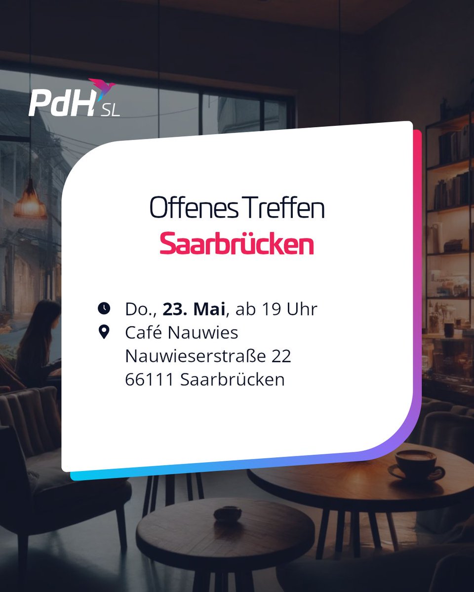 Hiermit ist JEDER herzlich willkommen zu unserem offenen Treffen in #Saarbrücken!❤️☕
Du kannst uns kennenlernen oder dich einfach mit uns unterhalten.💬
Auch deine Wünsche und Forderungen interessieren uns brennend.🔥Für einen politischen Diskurs sind wir natürlich auch offen.😉
